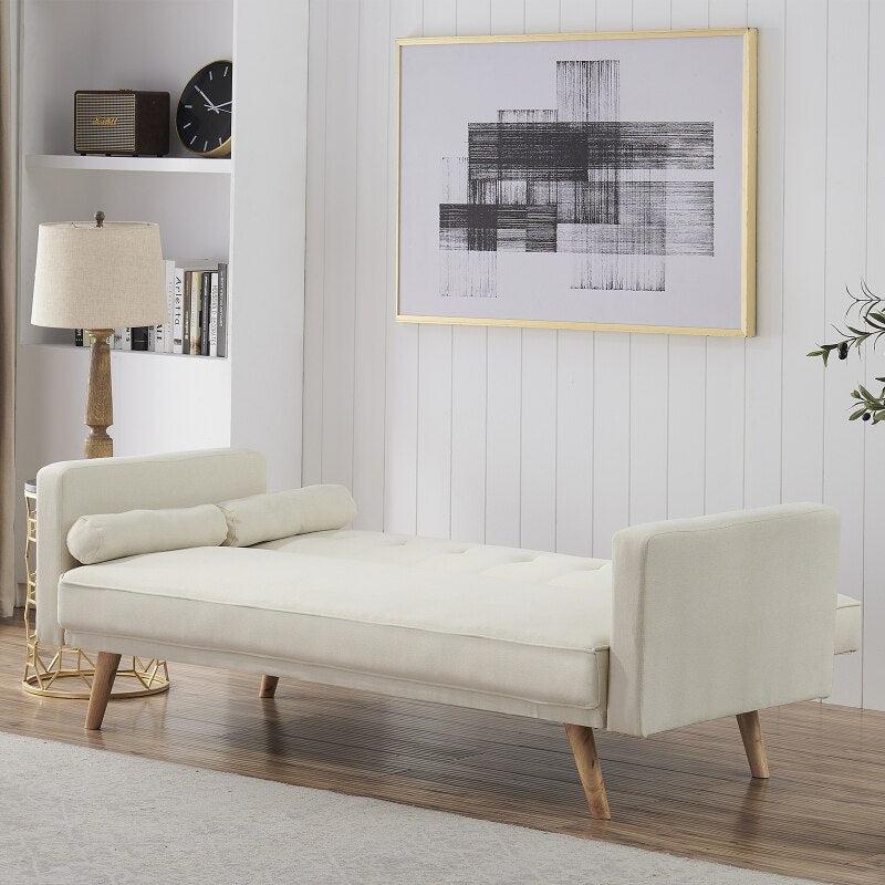 Lixra Mid-Century Convertible Tufted Fabric Sofa