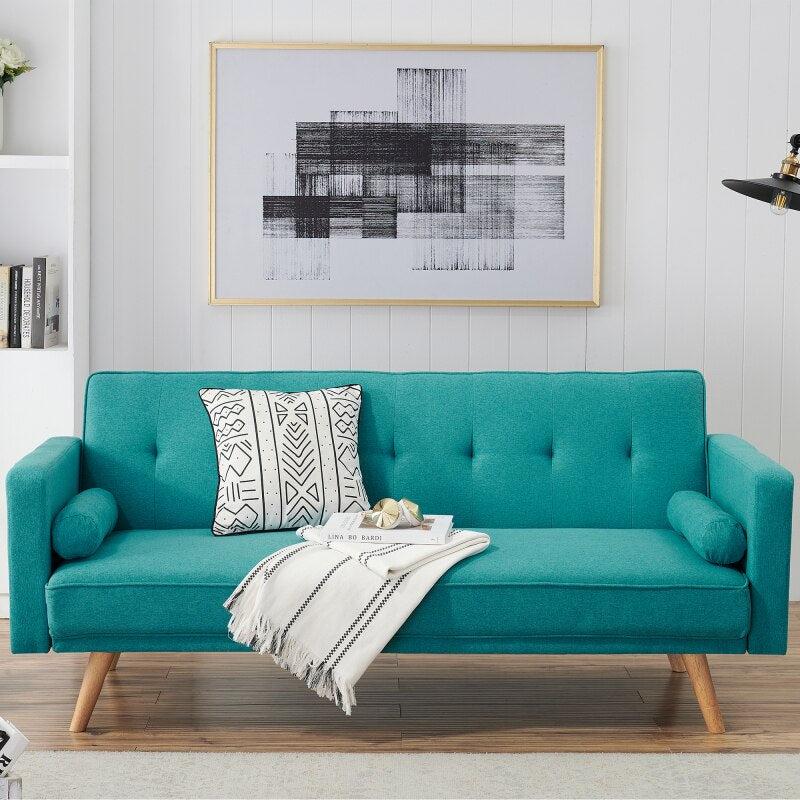 lixra Mid-Century Convertible Tufted Fabric Sofa