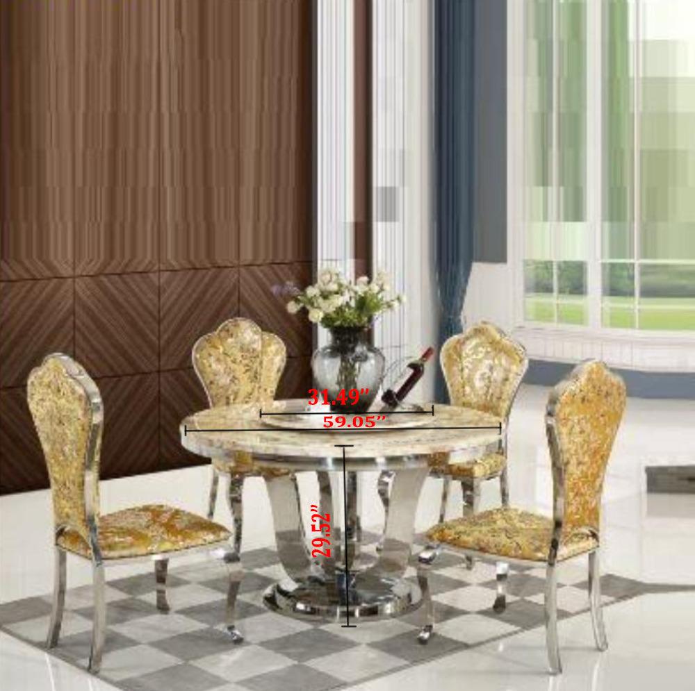 Lixra Mid-Century Round Marble Dining Table-Set