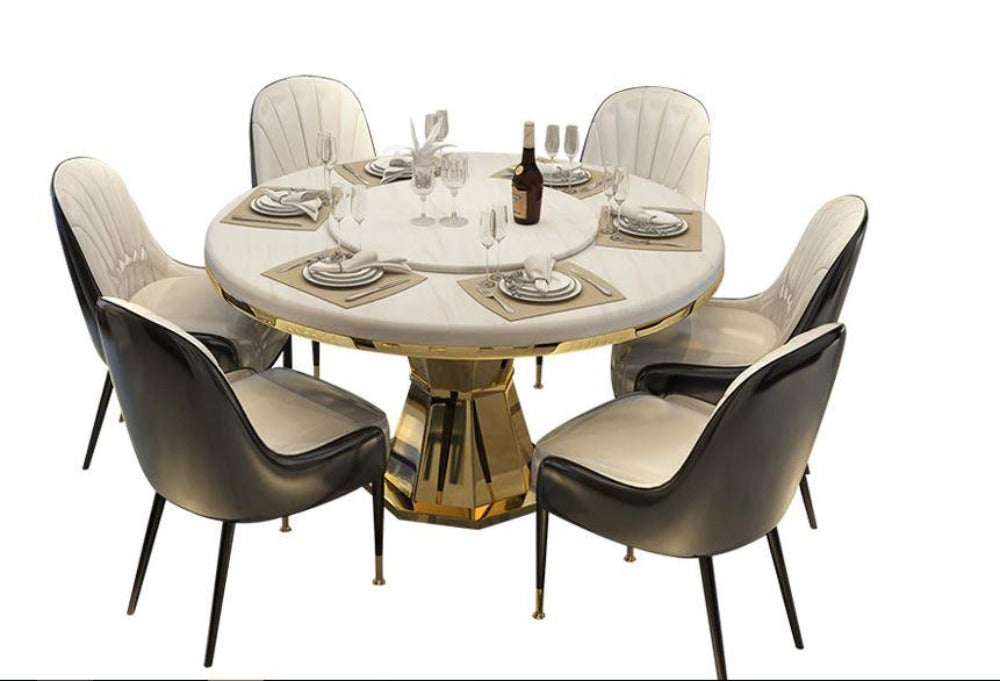 Lixra Minimalistic Crystal Marble Dining Table Set