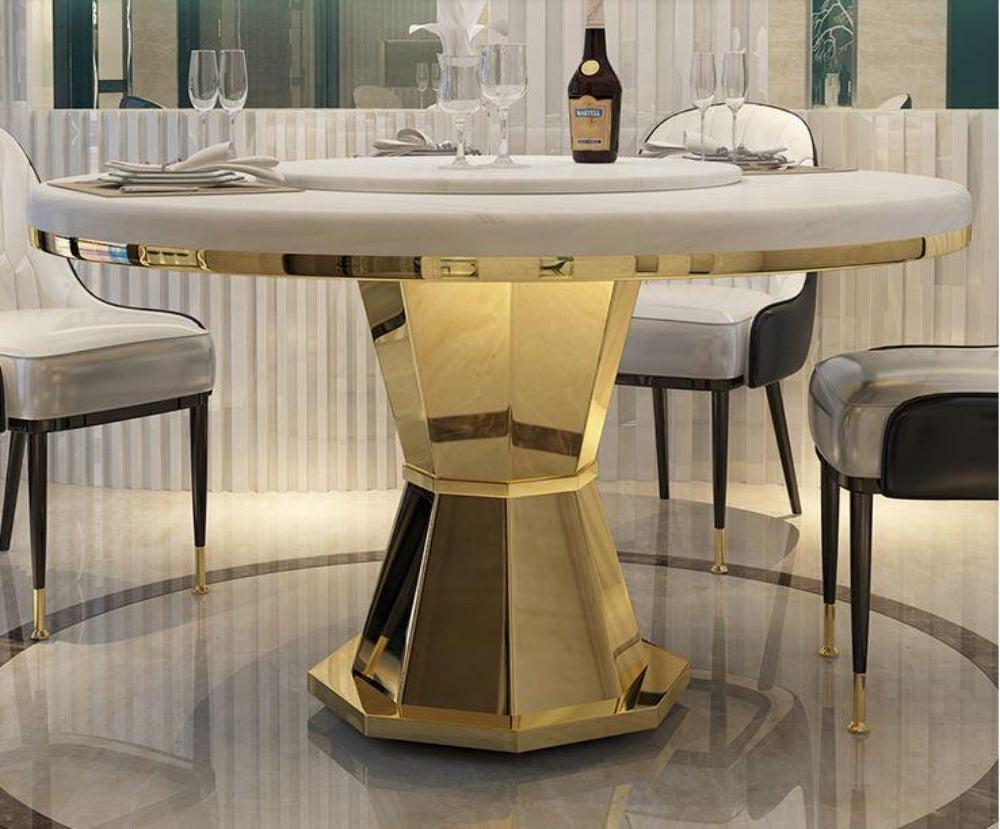 Lixra Minimalistic Crystal Marble Dining Table Set