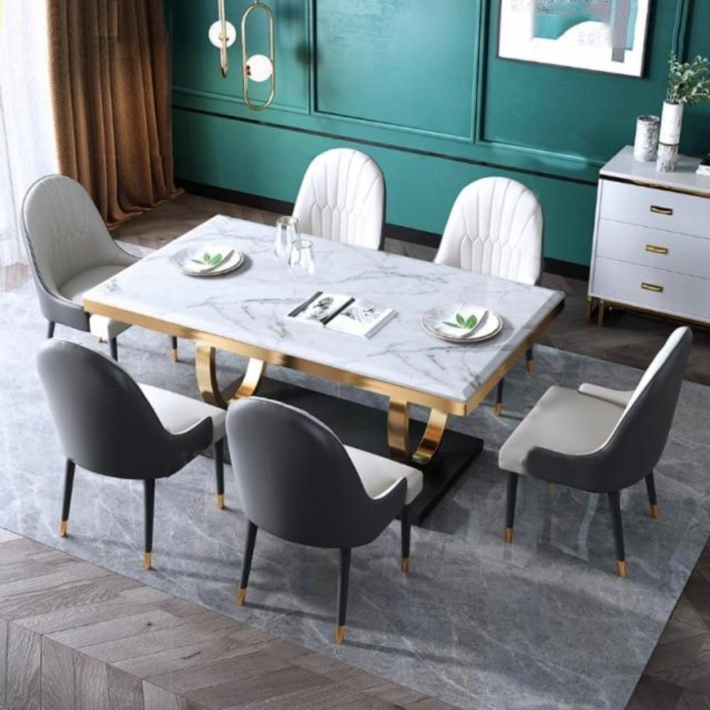 Lixra Minimalistic Marble Dining Table Set