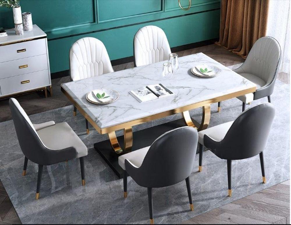 Lixra Minimalistic Marble Dining Table Set