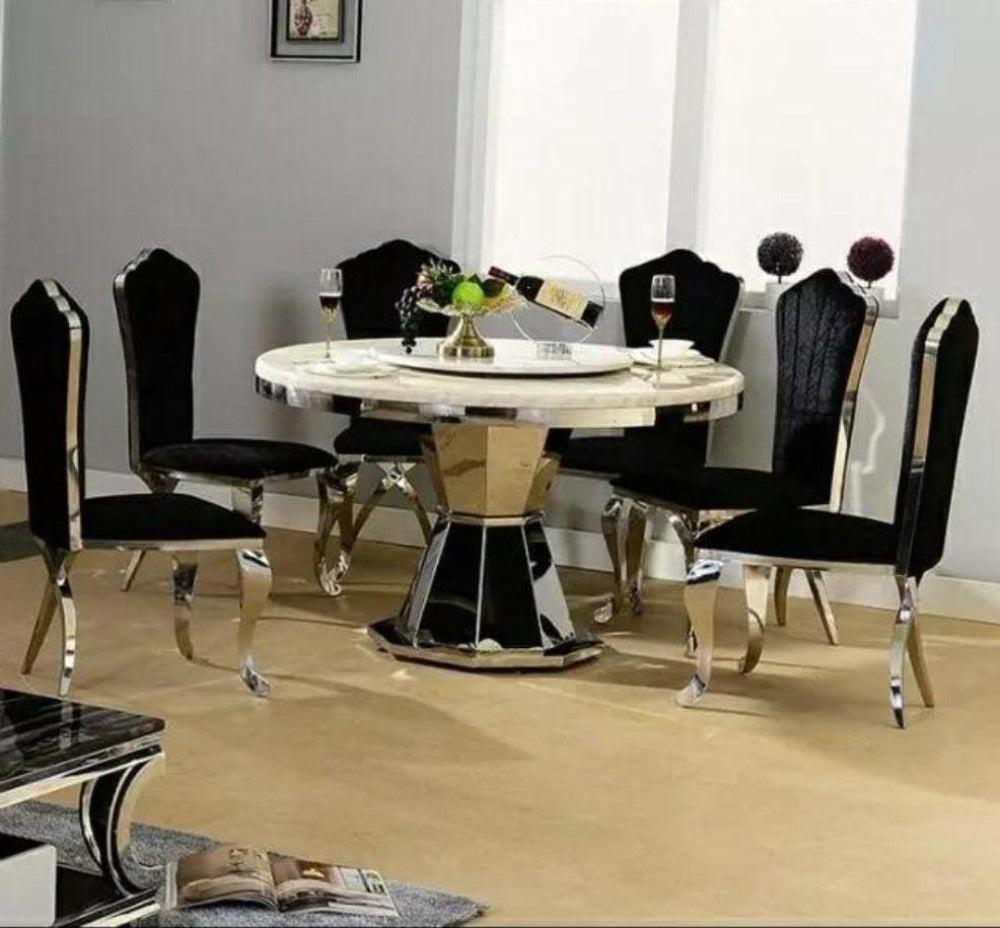 Lixra Minimalistic Marble Dining Table Set