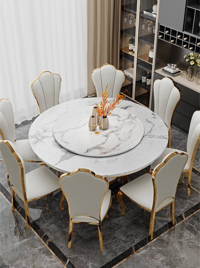 Lixra Minimized Round Marble-Top Dining Table Set