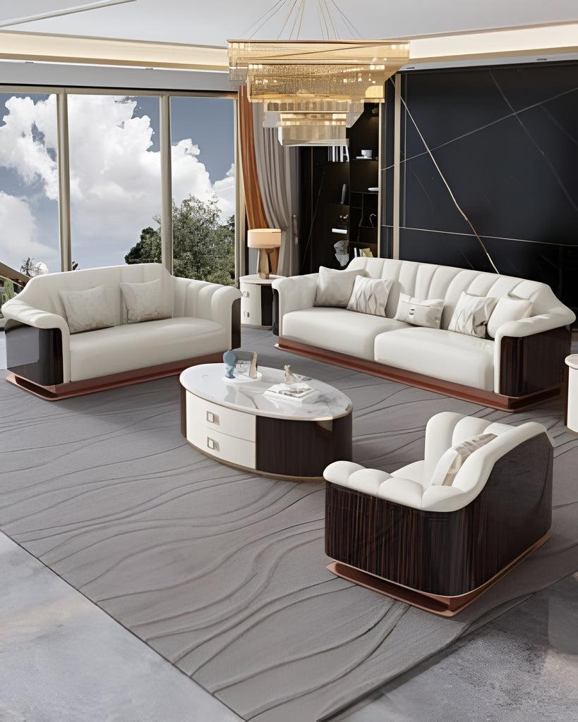 Lixra Modern 3-Pcs Leather Sofa Set