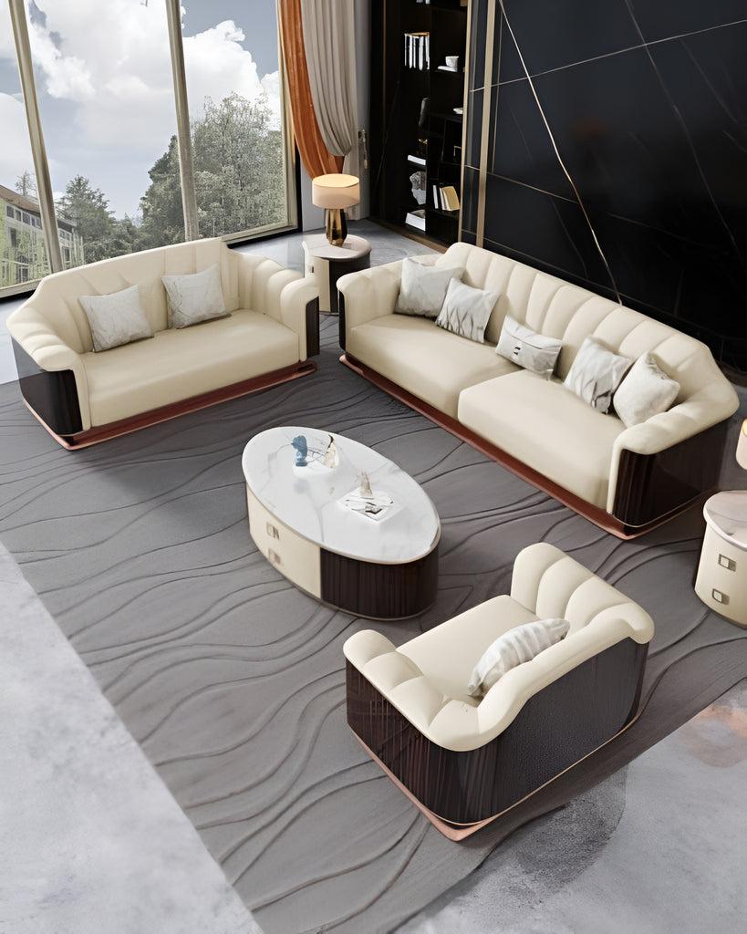 Lixra Modern 3-Pcs Leather Sofa Set
