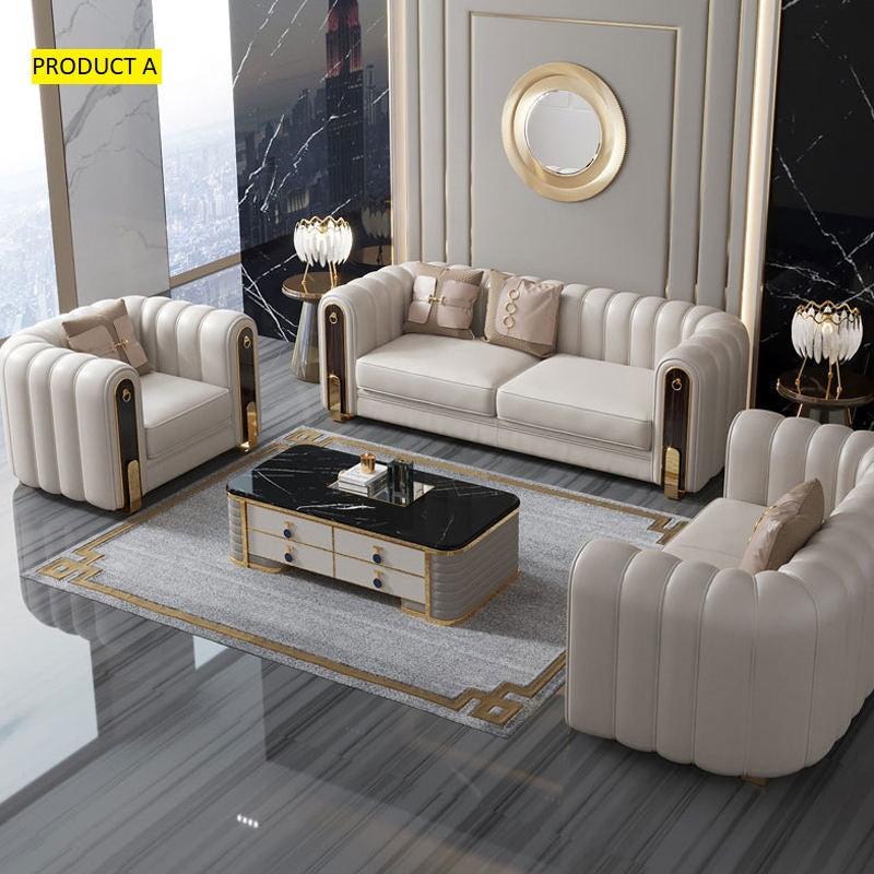 Lixra Modern 3-Piece Luxurious Leather Sofa Set