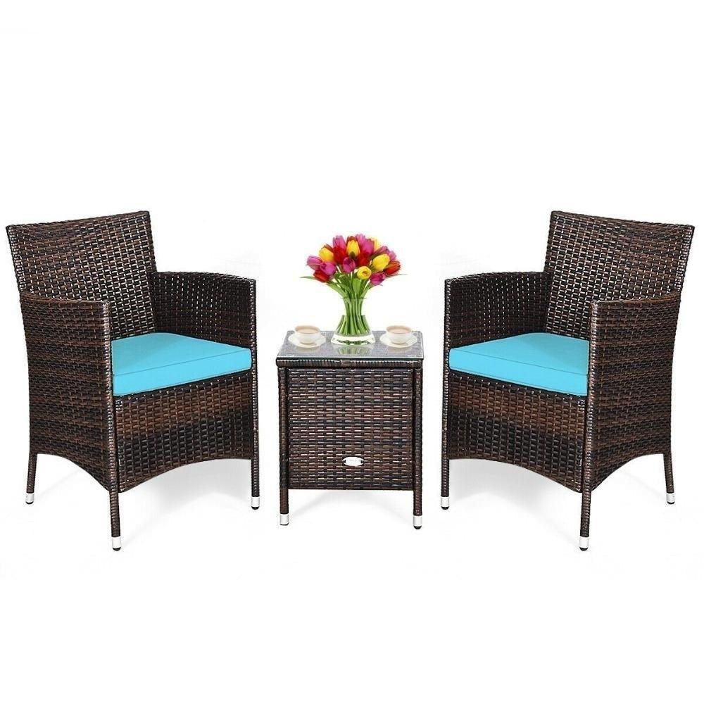 Lixra Modern 3-Piece Rattan Outdoor Furniture Set