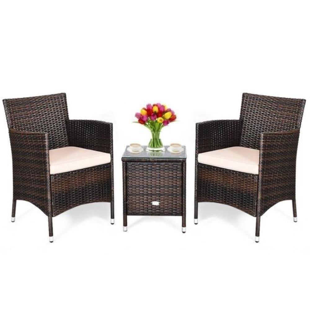 Lixra Modern 3-Piece Rattan Outdoor Furniture Set