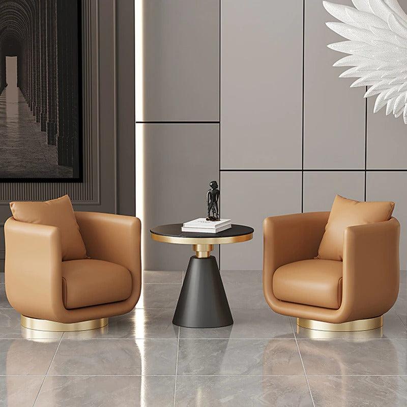 Lixra Modern Barrel Leather Accent Chair Set