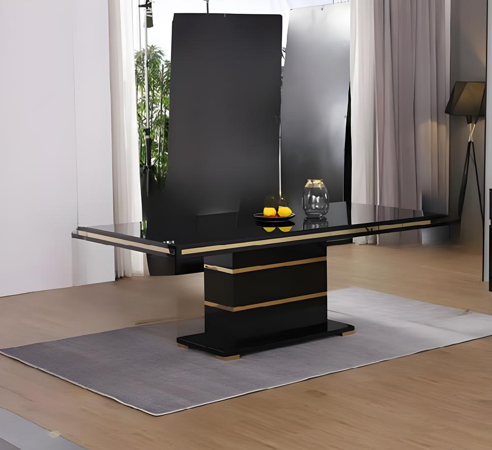 Lixra Modern Black Wooden Dining Table