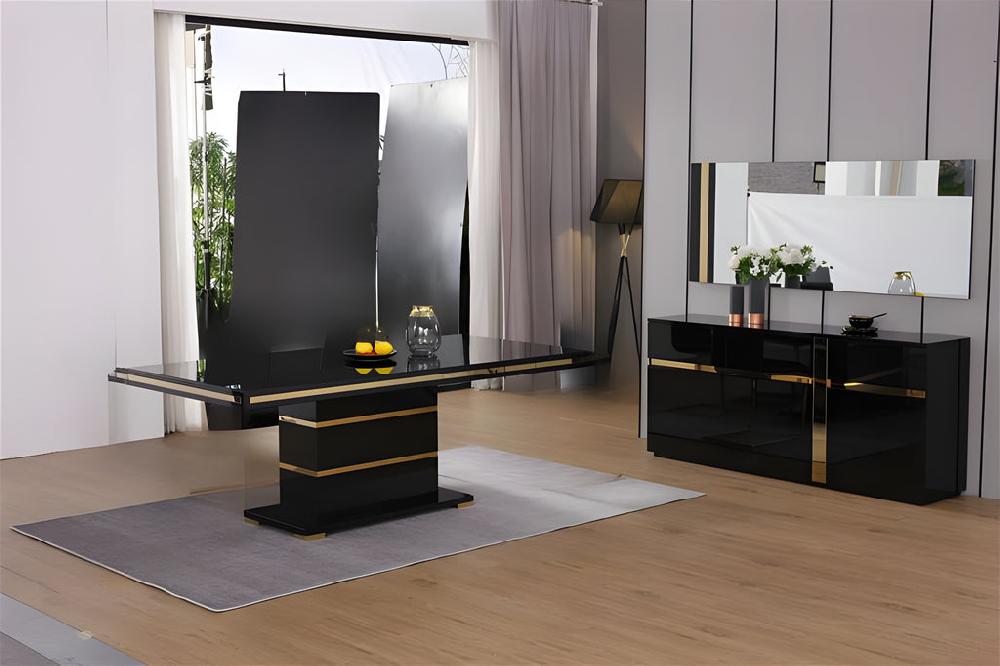 Lixra Modern Black Wooden Dining Table
