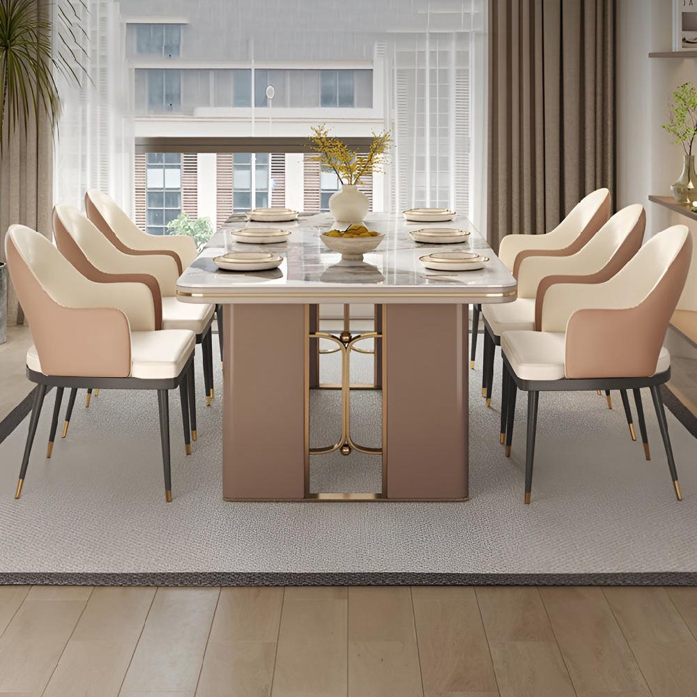 Lixra Modern Bright Marble Dining Table Set