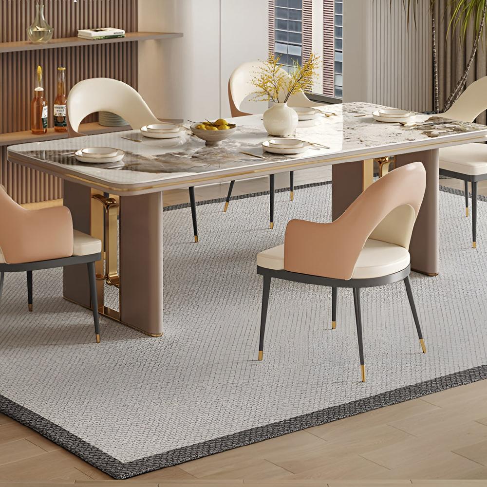 Lixra Modern Bright Marble Dining Table Set
