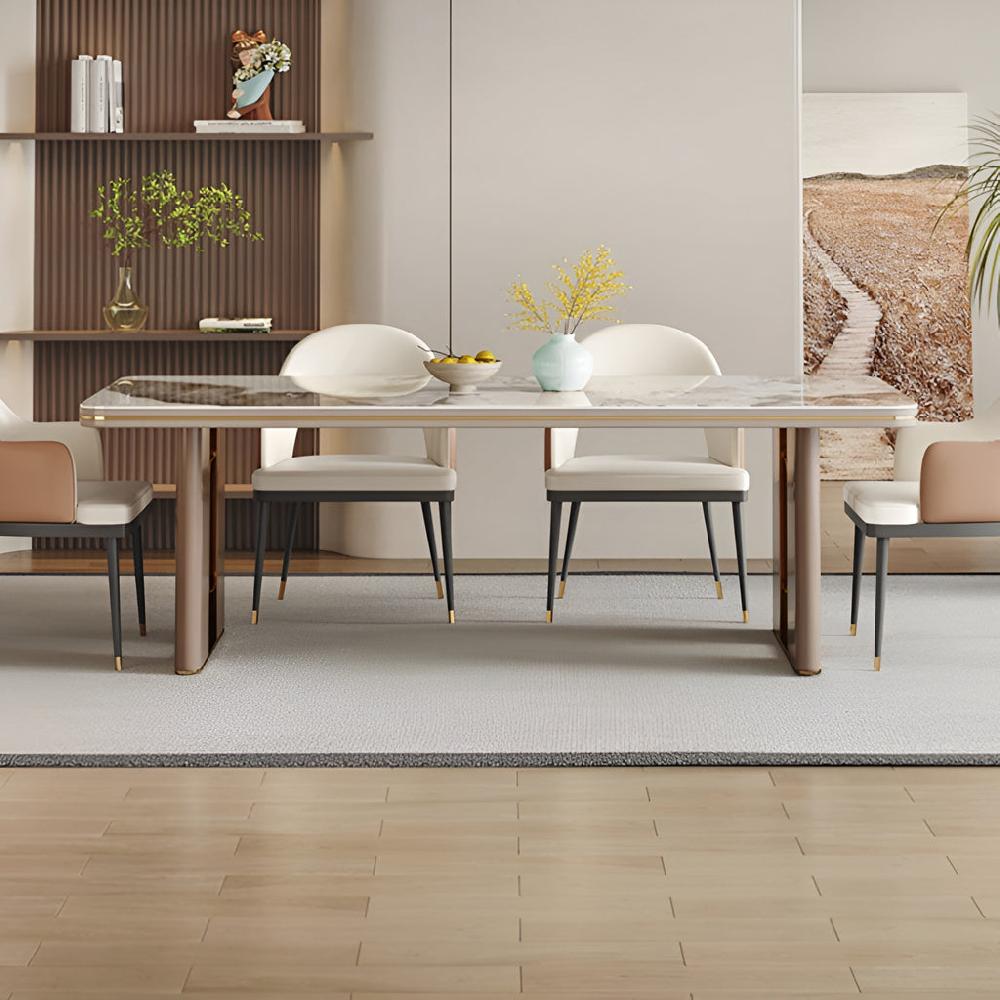Lixra Modern Bright Marble Dining Table Set