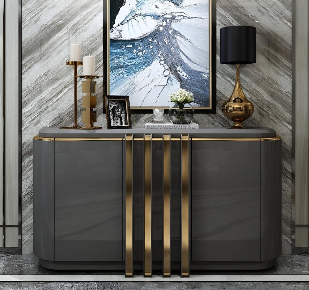 Lixra Modern Buffet Table With Golden Frame