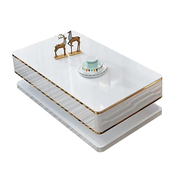 Lixra Modern Coffee Table With Glass Countertop