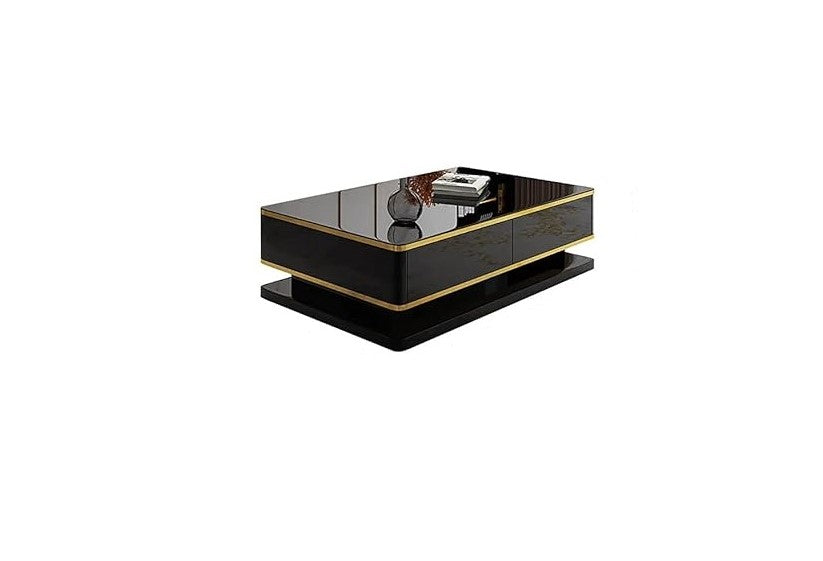 Lixra Modern Coffee Table With Glass Countertop