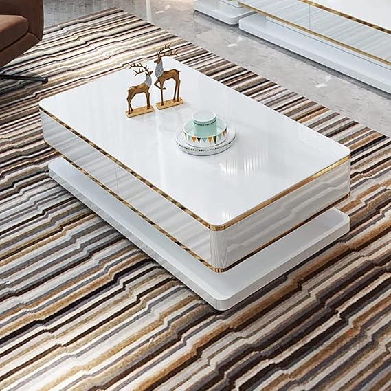 lixra Modern Coffee Table with Glass Countertop