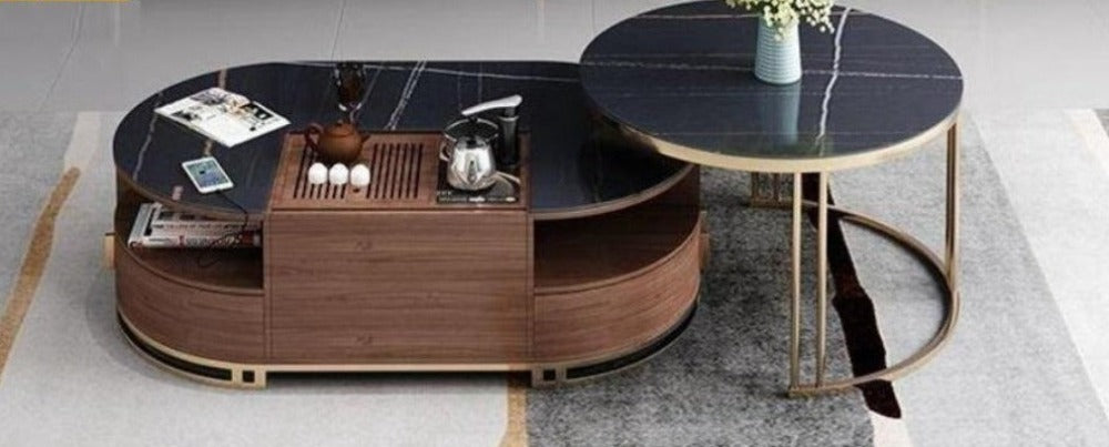 Lixra Modern Coffee Table With Marble Top