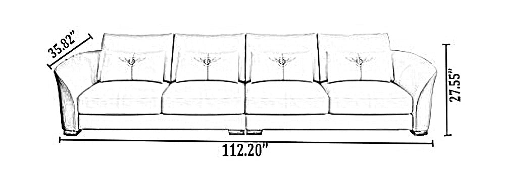 Lixra Modern Cozy 4-Seater Leather Sofa