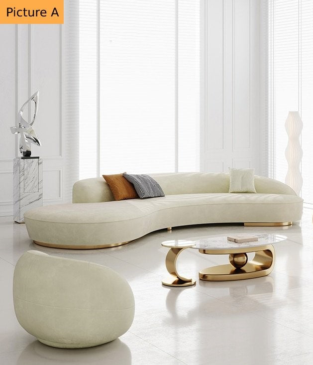 Lixra Modern Curved Fabric Sofa With Single Seater