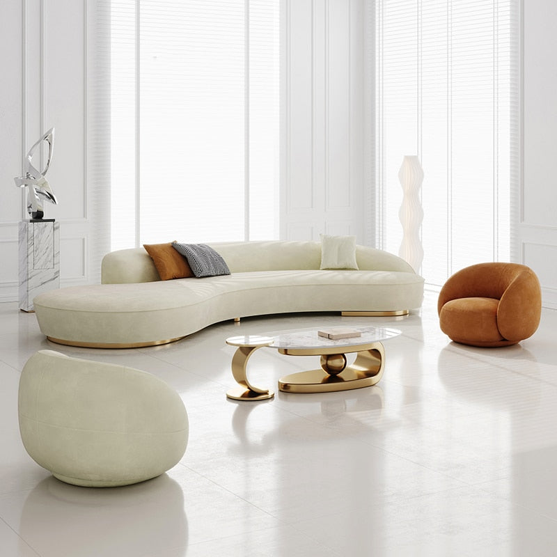 lixra Modern Curved Fabric Sofa with Single Seater