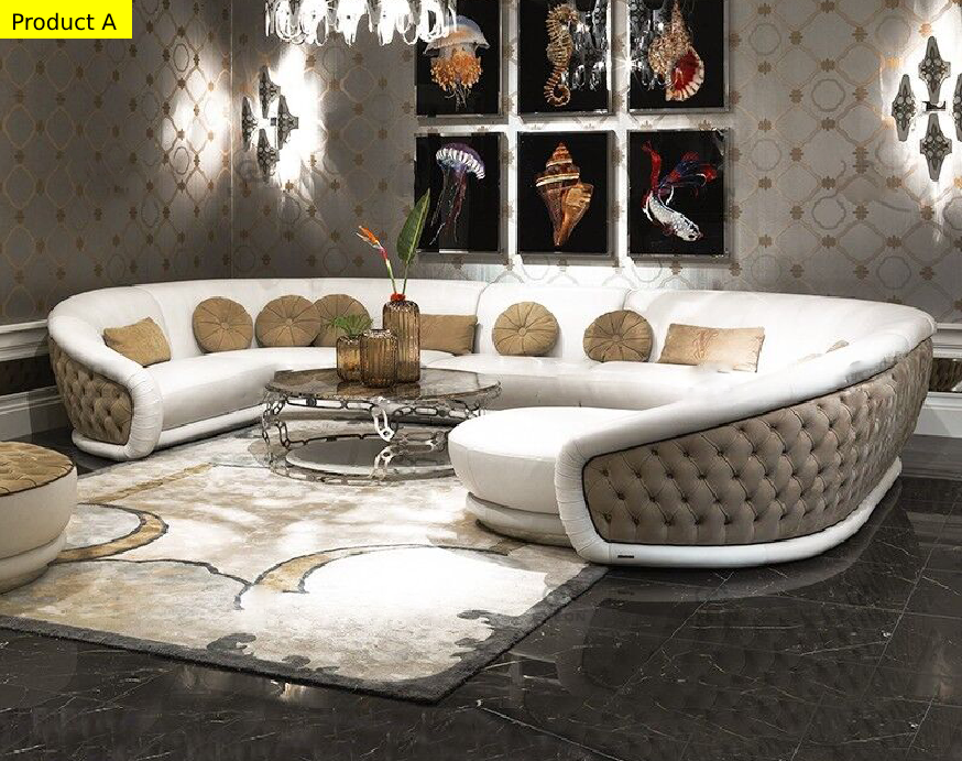 Lixra Modern Curvy U-Shaped Fabric Sofa