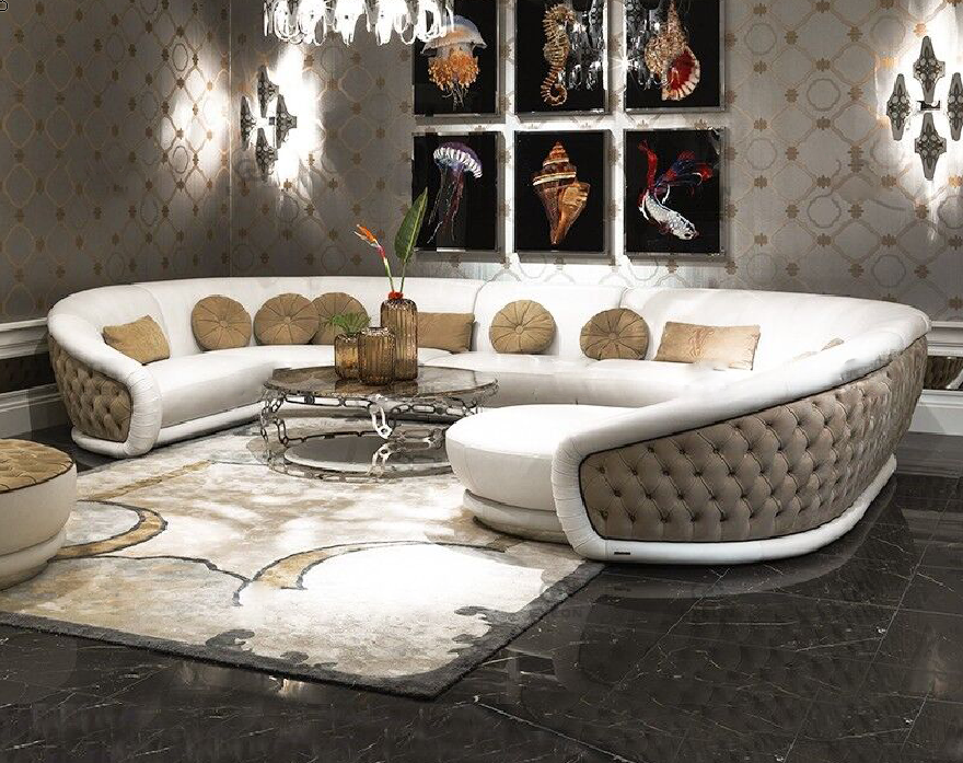 lixra Modern Curvy U-Shaped Fabric Sofa