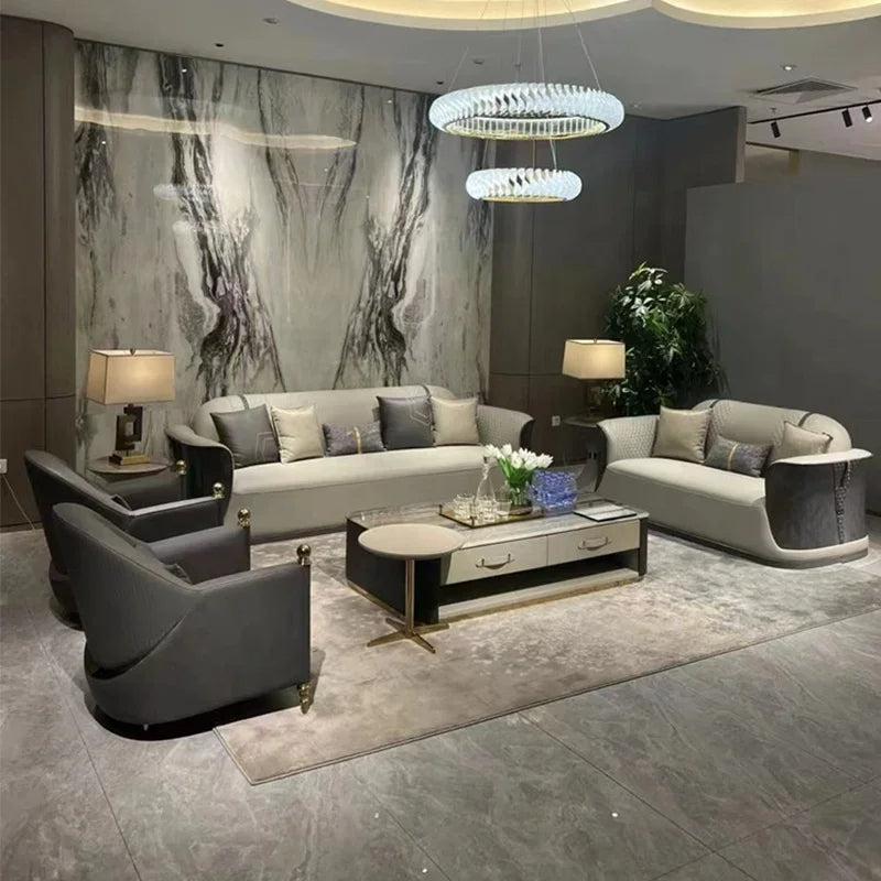 lixra Modern Design Luxurious Leather Sofa Set