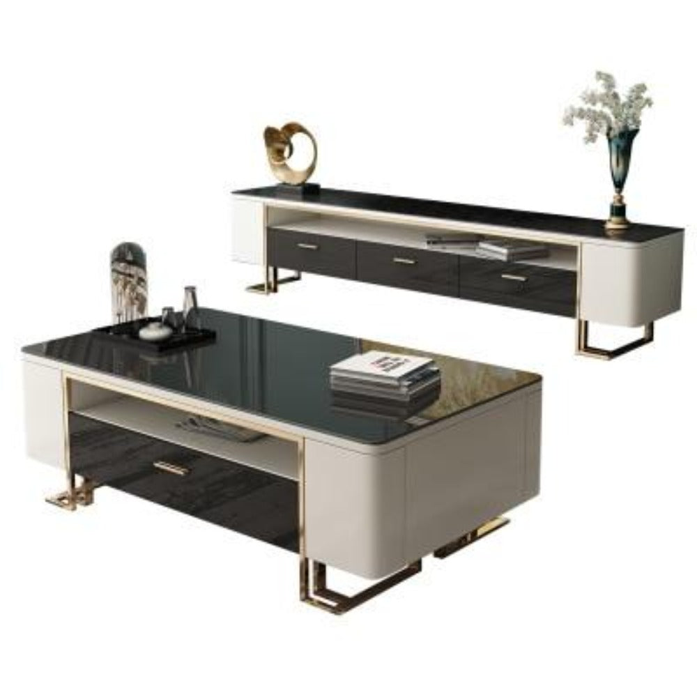 Lixra Modern Designed Glass Coffee Table TV Stand
