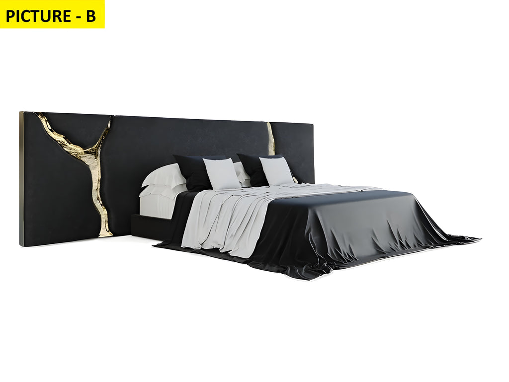 Lixra Modern Designer Fabric Bed With Gold Accents