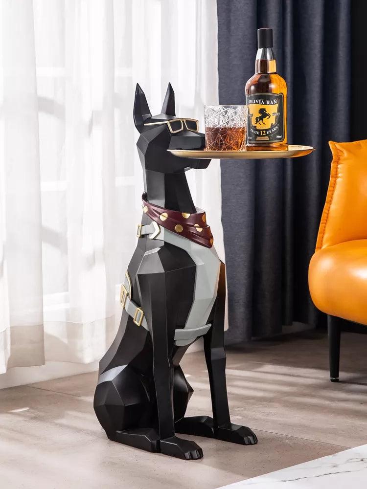 Lixra Modern Dog Sculpture Decorative Side Table