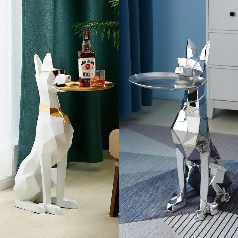 Lixra Modern Dog Sculpture Decorative Side Table
