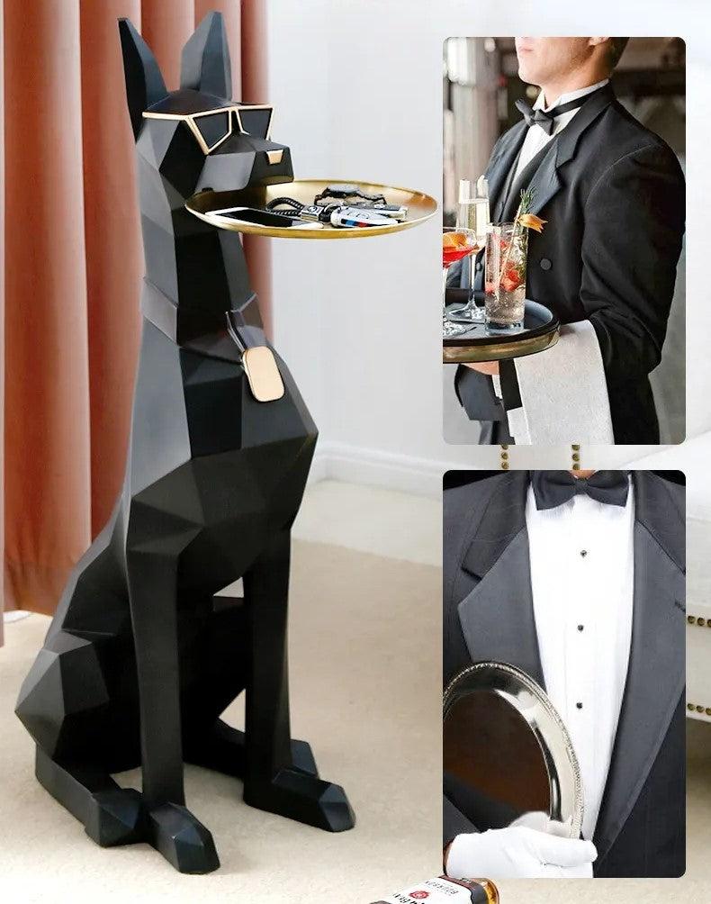 Lixra Modern Dog Sculpture Decorative Side Table