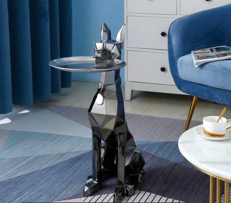lixra Modern Dog Sculpture Decorative Side Table
