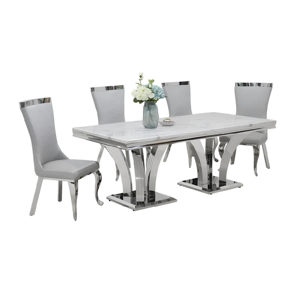Lixra Modern Elegance Marble Dining Table Set