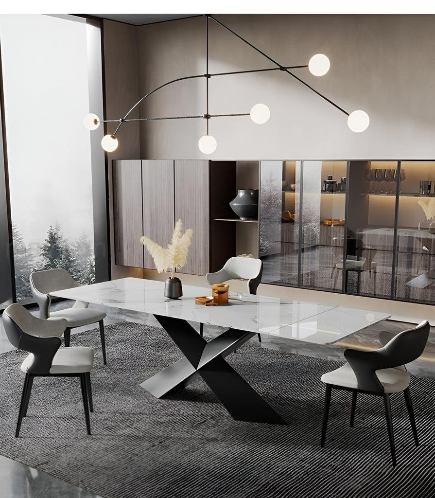 Lixra Modern Extendable Marble Dining Table Set