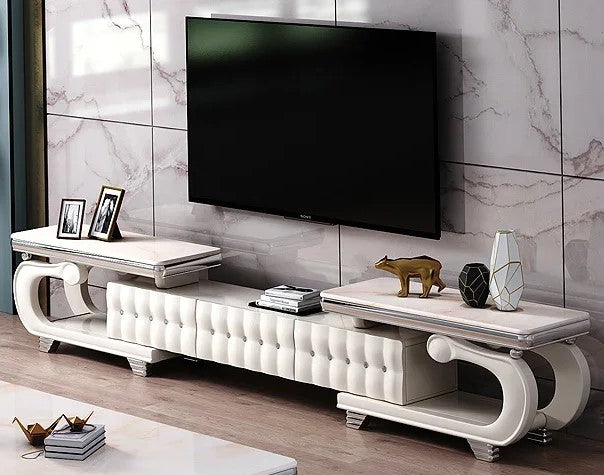 Lixra Modern Extendable Marble-Top TV Stand