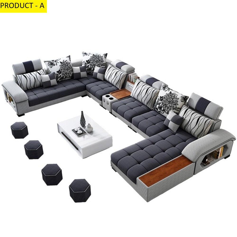 Lixra Modern Fabric Sectional Sofa U-Shaped