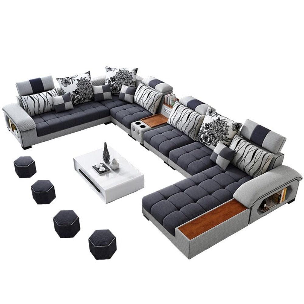 lixra Modern Fabric Sectional Sofa U-Shaped