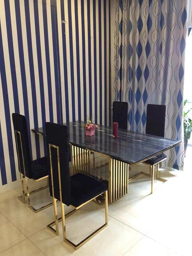 Lixra Modern Gleamy Marble-Top Dining Table