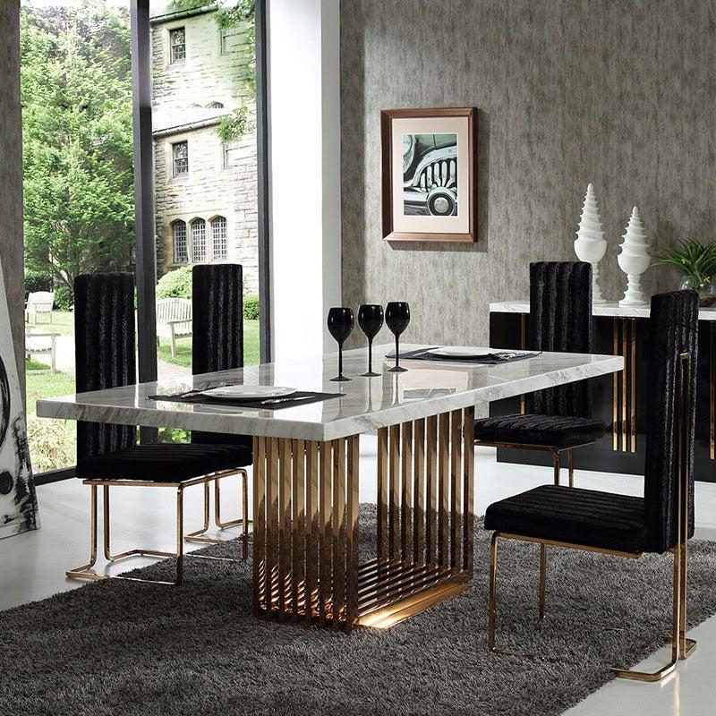lixra Modern Gleamy Marble-Top Dining Table