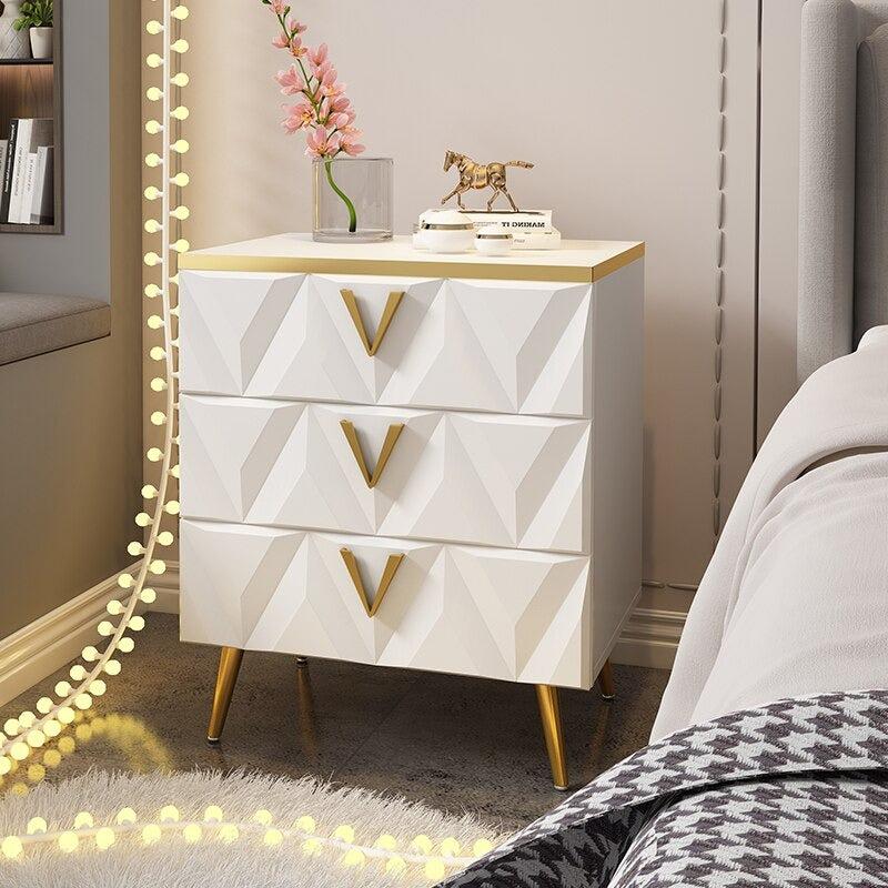 Lixra Modern Glossy Finish Wooden Nightstand