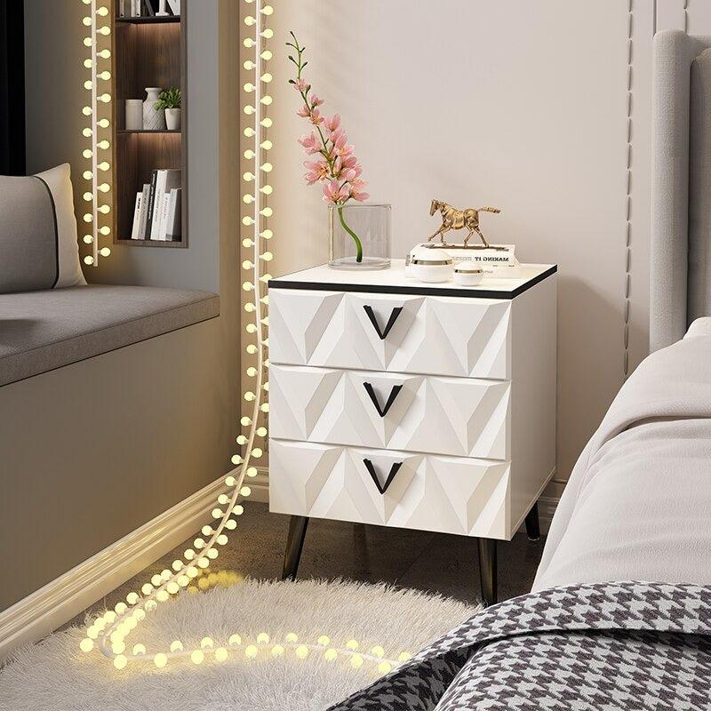 Lixra Modern Glossy Finish Wooden Nightstand