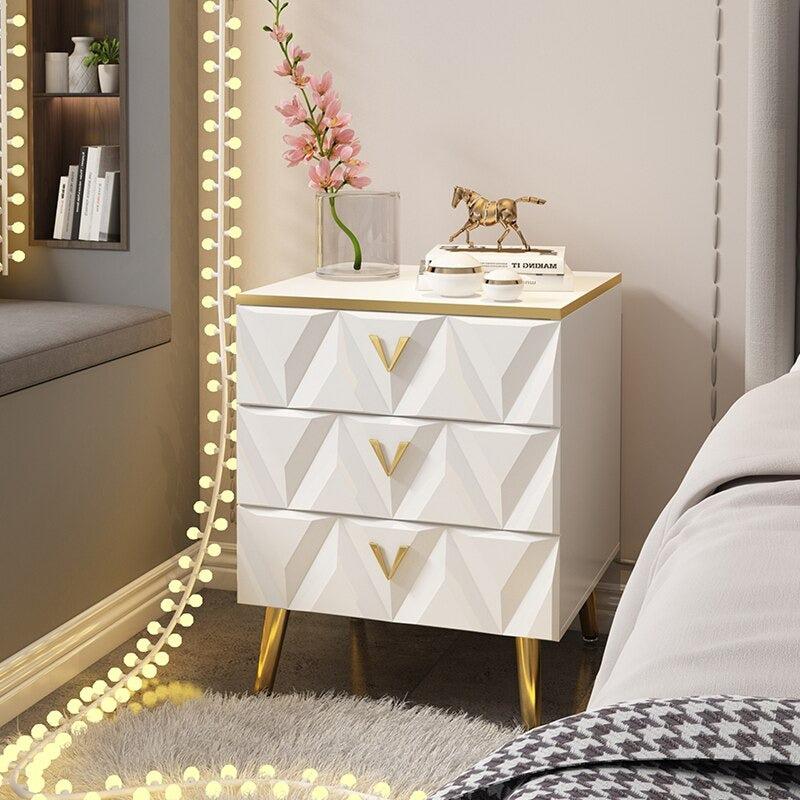 Lixra Modern Glossy Finish Wooden Nightstand