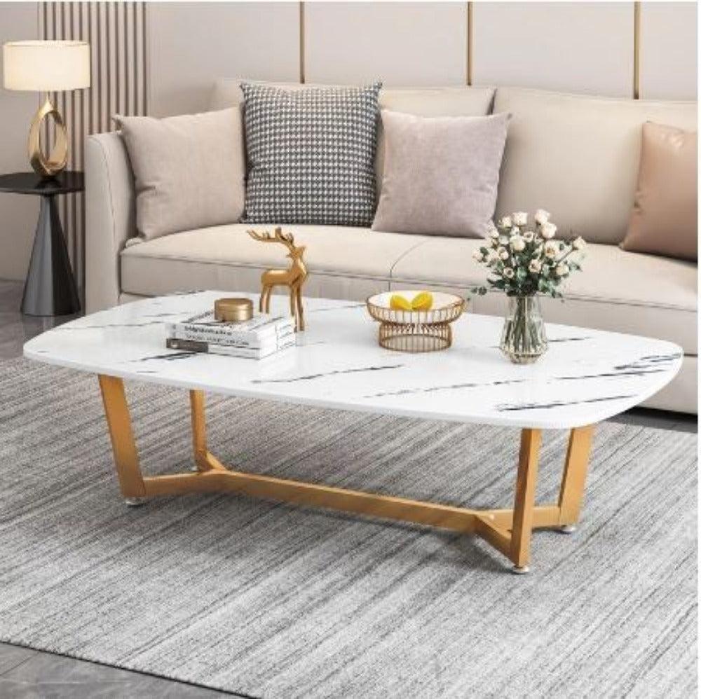 Lixra Modern Glossy Marble Coffee Table