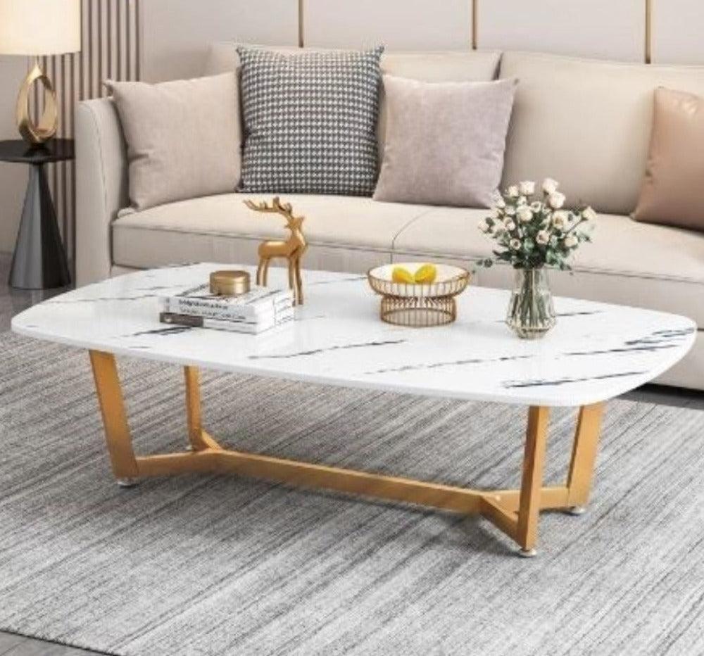 Lixra Modern Glossy Marble Coffee Table