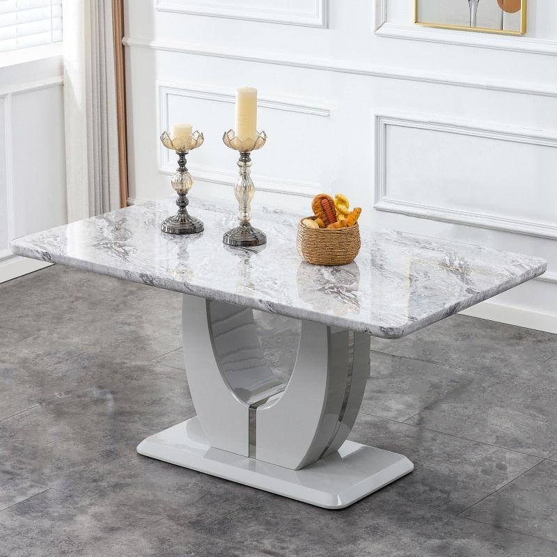 Lixra Modern Glossy Marble-Top Dining Table